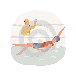 Swimming and diving isolated cartoon vector illustration