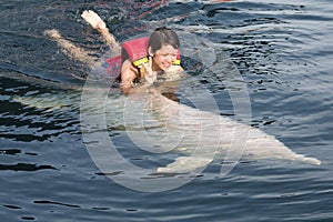 Swimming with dolphin