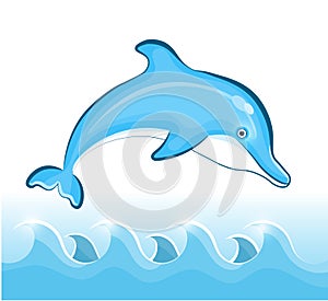 Swimming Dolphin. Vector illustration