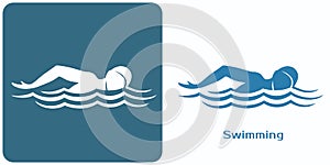 Swimming emblem. Icons of the swimmer athlete.