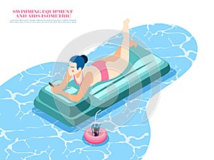 Swimming Equipment Isometric Composition