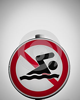 Swimming forbidden sign