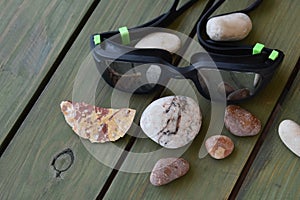 Swimming goggles with beautiful stones