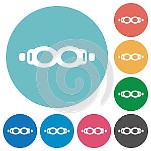 Swimming goggles flat round icons
