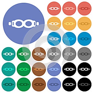 Swimming goggles round flat multi colored icons