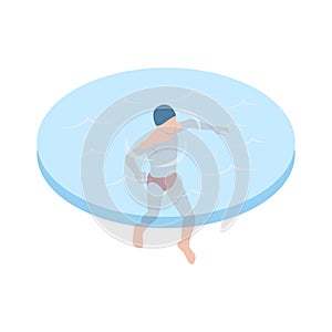 Swimming Guy Isometric Composition