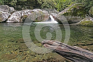 A swimming hole in the Smoky Mountains called `The Midnight Hole`.