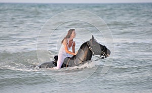 Swimming horse