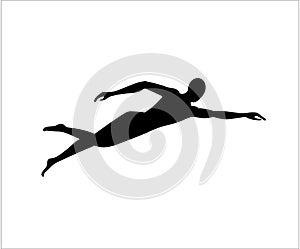 Swimming icon. Swimmer black silhouette. Symbol of pool