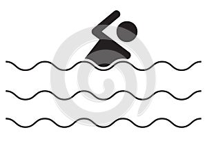 Swimming icon on white background.