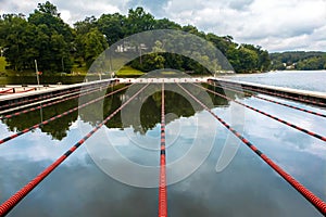 Swimming lanes on a lake