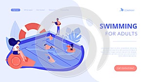 Swimming and lifesaving classes concept landing page.