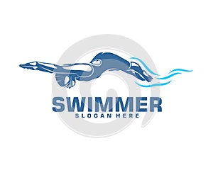 Swimming logo designs vector, Creative Swimmer logo Vector