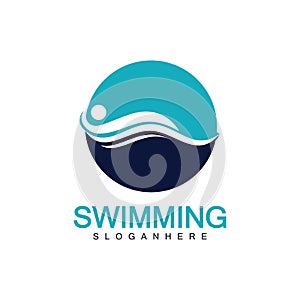 Swimming logo vector illustration design.Swimming Club. Swimmer logo design template