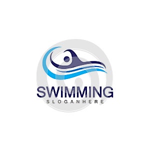 Swimming logo vector illustration design.Swimming Club. Swimmer logo design template