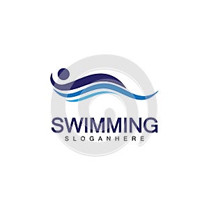 Swimming logo vector illustration design.Swimming Club. Swimmer logo design template