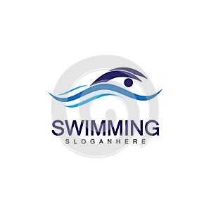 Swimming logo vector illustration design.Swimming Club. Swimmer logo design template