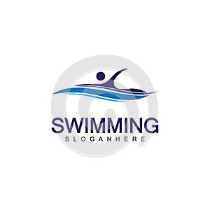 Swimming logo vector illustration design.Swimming Club. Swimmer logo design template