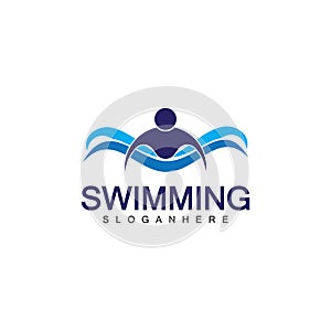 Swimming logo vector illustration design.Swimming Club. Swimmer logo design template