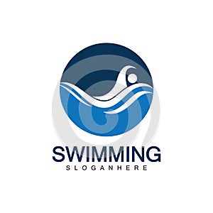 Swimming logo vector illustration design.Swimming Club. Swimmer logo design template