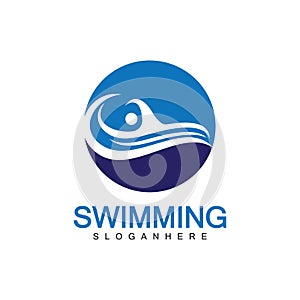 Swimming logo vector illustration design.Swimming Club. Swimmer logo design template