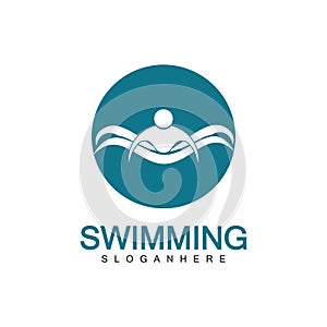 Swimming logo vector illustration design.Swimming Club. Swimmer logo design template