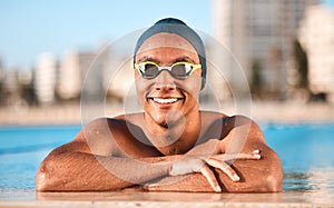 Swimming is my passion. a handsome young male athlete swimming in an olympic-sized pool.
