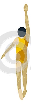 Swimming person top view. Athlete in swimsuit. Sport character