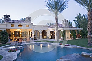 Swimming Pool Against Modern House