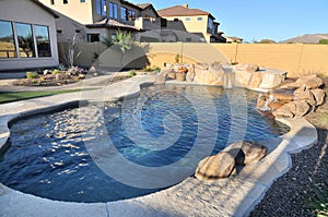 Swimming pool in back yard