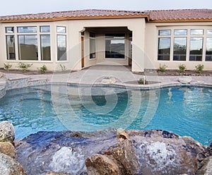 Swimming pool in back yard