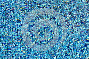 Swimming pool backgrounds. Background texture of rippled pattern of water in a swimming pool with colorful sun reflection. Macro