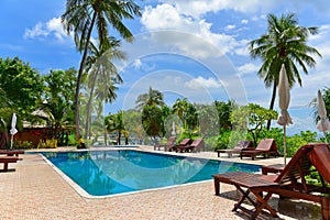 Swimming pool of a beach resort on a tropical island in Krabi