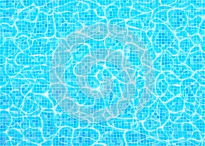 Swimming pool bottom vector background, ripple and flow with waves. Summer aqua water pattern with digital tiles