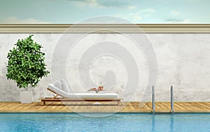 Swimming pool with chaise lounge photo