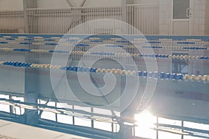 Swimming pool with clean water in the sports complex for athletes young and old