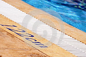 Swimming pool depth sign