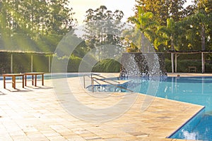 Swimming pool in fazenda, Brazil. Relaxation area