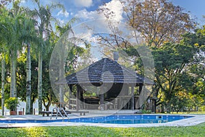 Swimming pool in fazenda, Brazil. Relaxation area