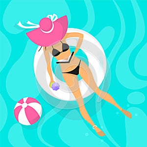 Nadar piscina una mujer ilustraciones 