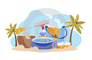 Swimming Pool Flat Composition