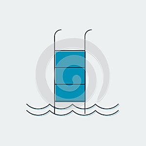 Swimming Pool Flat Line Icon.Graphic Design.Vector Illustration