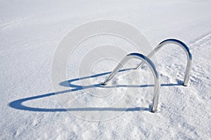 Swimming pool hand-rails at winter, Finland