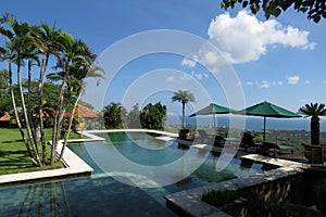 Swimming pool in hotel of bali photo