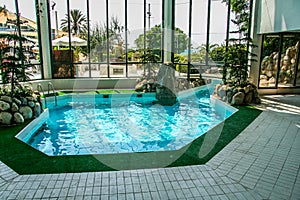 Swimming pool in the hotel lobby