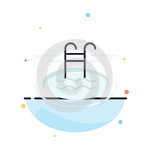 Swimming, Pool, Hotel, Serves Abstract Flat Color Icon Template