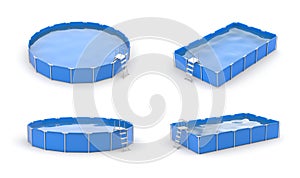 Swimming pool icon set. Blue pools