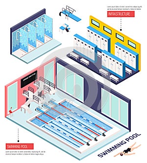 Swimming Pool Isometric Composition