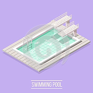 Swimming Pool Isometric Composition
