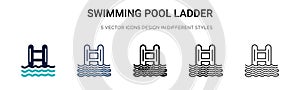 Swimming pool ladder icon in filled, thin line, outline and stroke style. Vector illustration of two colored and black swimming